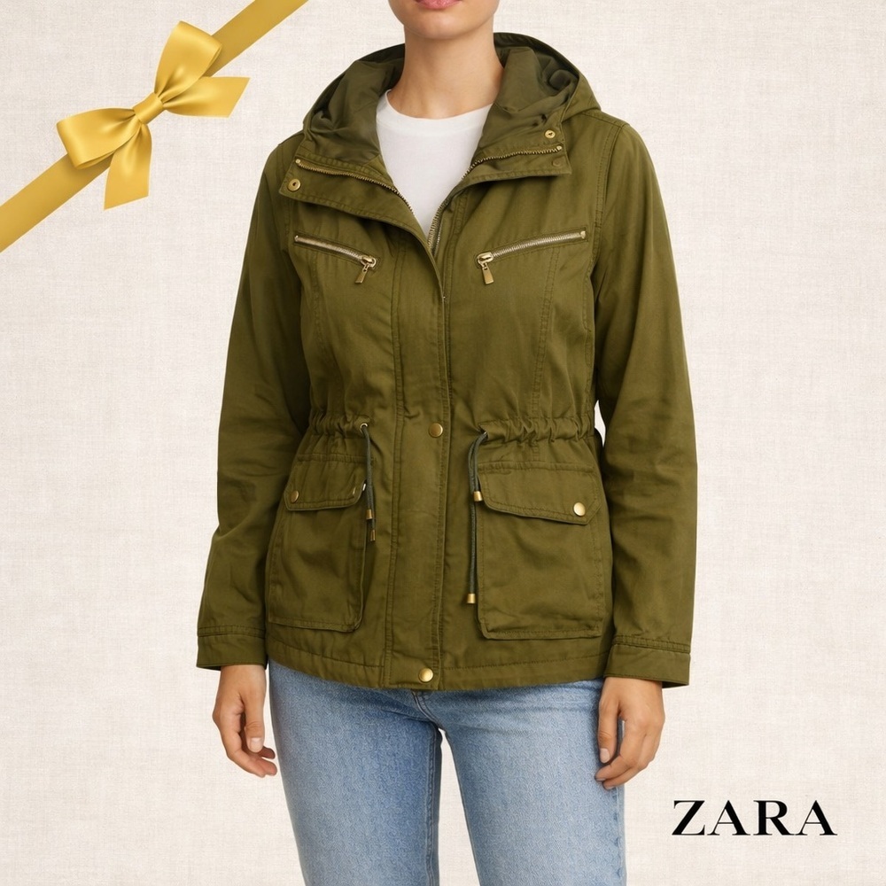 Zara TRF Olive Hooded Barn Jacket Women’s XS